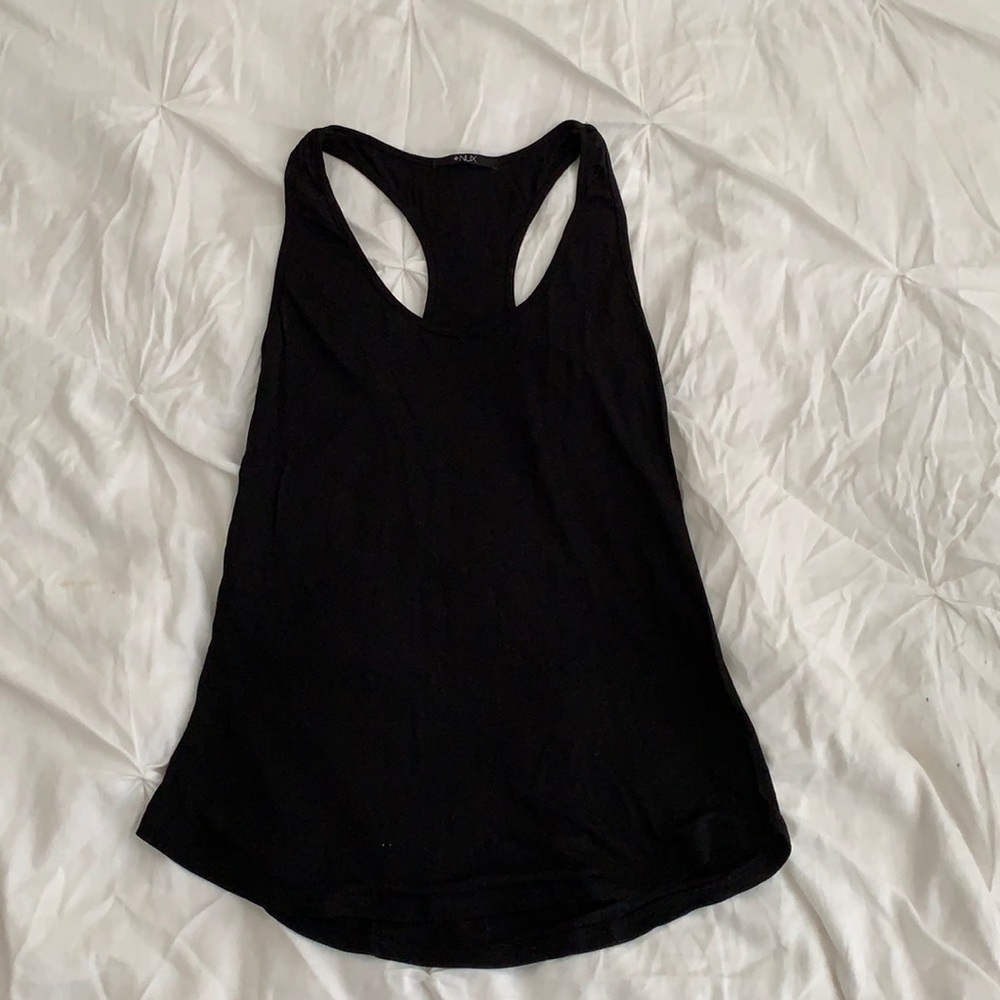 Nux black racerback tank top